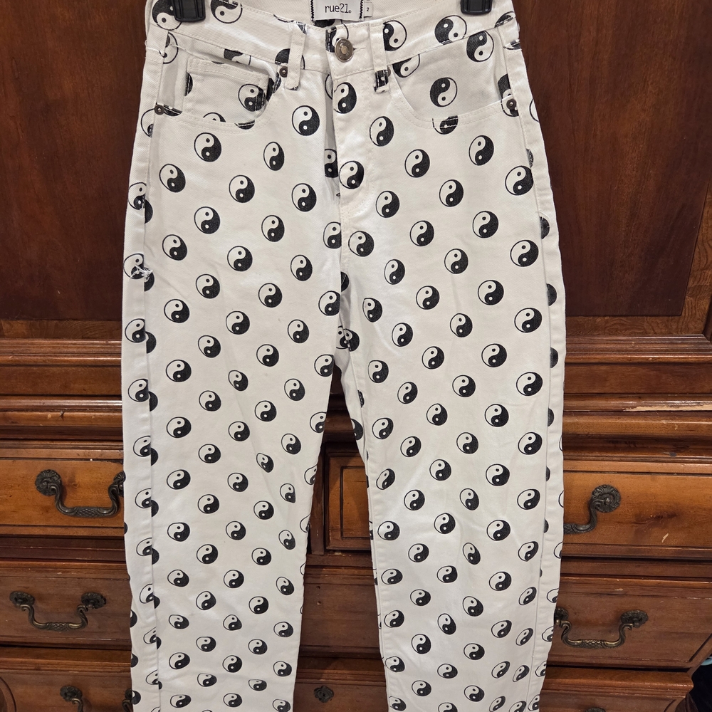 Rue21 Black and White Yin Yang Jeans